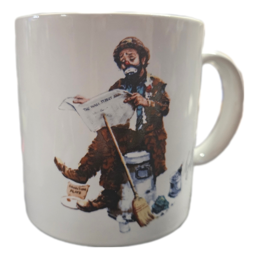 Vintage Emmett Kelly Collection Clown Tycoon Coffee Mug 1986